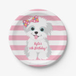 Girl Puppy Birthday Party Paper Plates at Zazzle