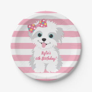 Girl Puppy Birthday Party Paper Plates