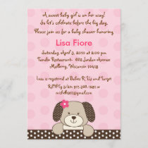 Girl Puppy Dog Baby Shower Invitations