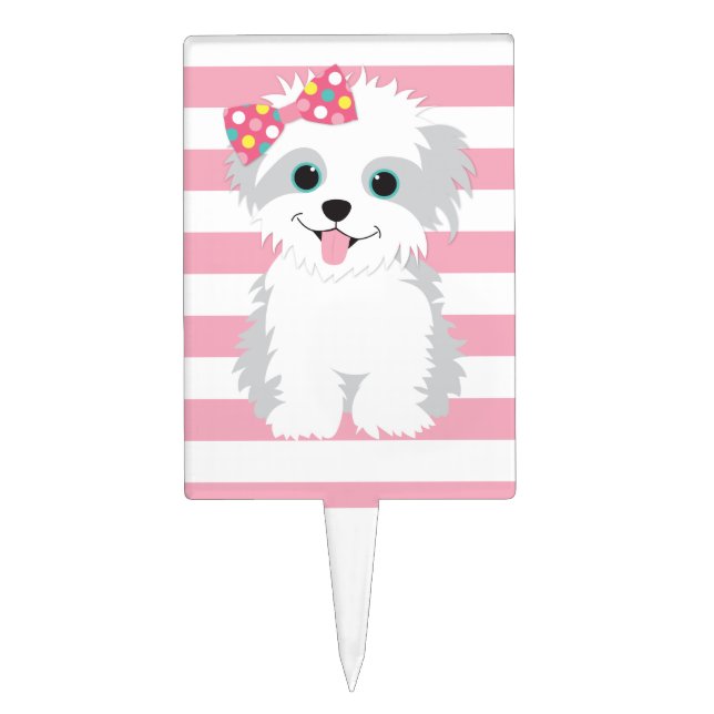Girl Puppy Party Cake Topper (Front)