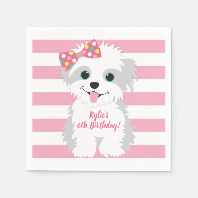 Girl Puppy Party Napkins (Front)
