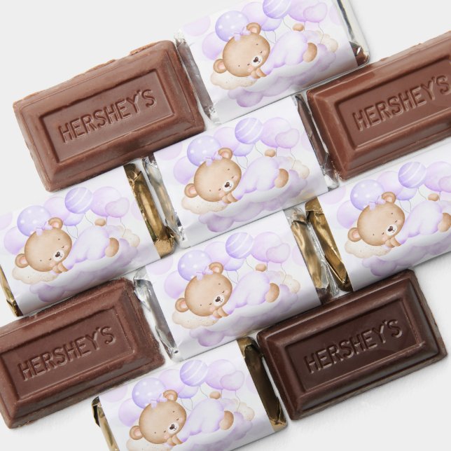 Girl Purple Bear Baby Shower Favors Hershey's (Assorted)