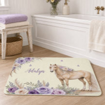 Girl Purple Yellow Rose Horse Monogram