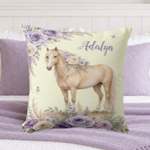 Girl Purple Yellow Rose Horse Monogram
