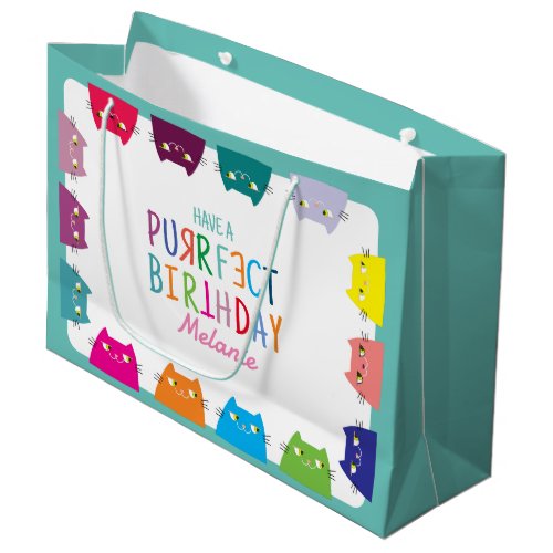 Girl Purrfect Birthday Large Gift Bag