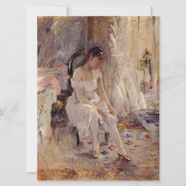 Girl Putting on Her Stockings (by Berthe Morisot) Card (Front)