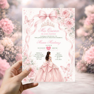 Girl Quinceañera Blush Pink 15 Años Princess Dress Invitation
