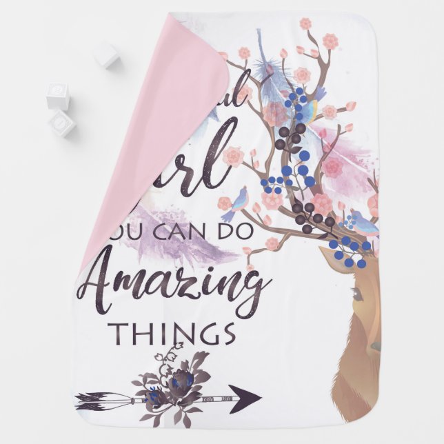 Girl quote Boho design Baby Blanket (In Situ)