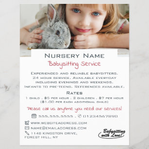 Girl & Rabbit, Babysitter, Daycare, Nursery Advert Flyer