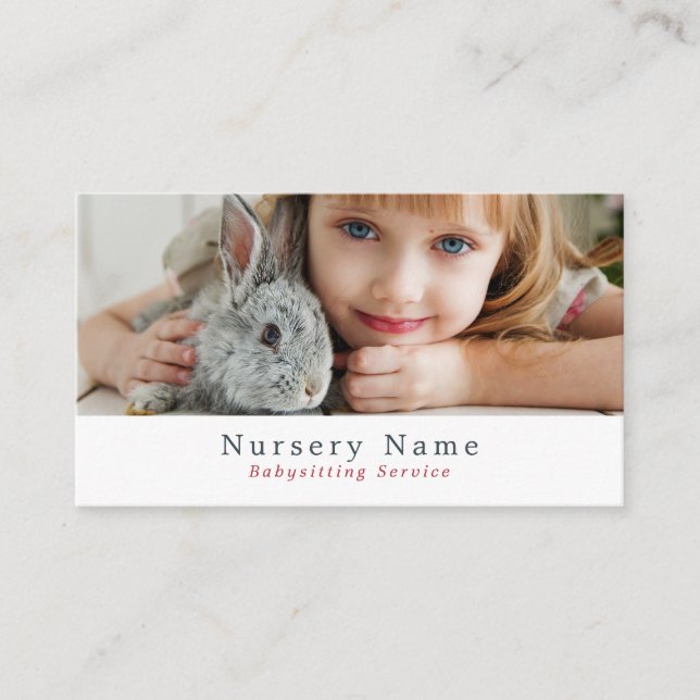 Girl & Rabbit, Babysitter, Daycare, Nursery Business Card (Front)