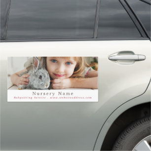 Girl & Rabbit, Babysitter, Daycare, Nursery Car Magnet