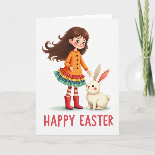 Girl Rabbit Easter Pattern Card (Front)