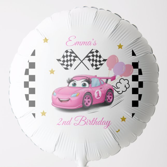 Girl Racing Birthday | Fast One & Two Fast Balloon (Front)