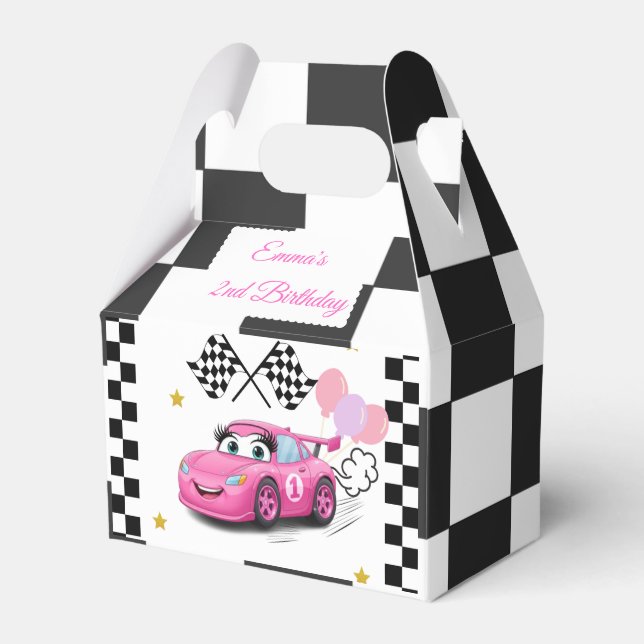 Girl Racing Birthday | Fast One & Two Fast Favor Boxes (Front Side)