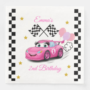 Girl Racing Birthday Fast One & Two Fast Paper Dinner Napkins