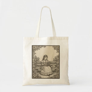 Girl Reading a Book Elegant Literature Library Tote Bag