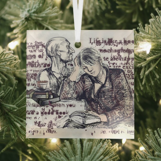 girl reading a book glass ornament (Insitu)