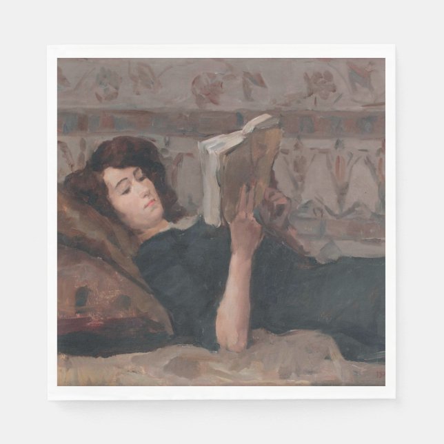 Girl Reading a Book (Reclining on a Divan) Napkins (Front)