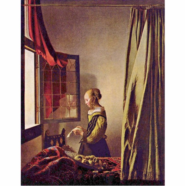 Girl Reading A Letter At An Open Window,  By Verme Statuette (Front)