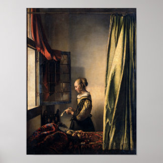 Girl Reading a Letter at an Open Window by Vermeer Poster
