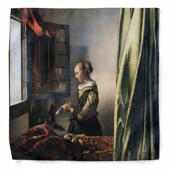 Girl Reading a Letter at an Open Window, Vermeer Bandana (Front)