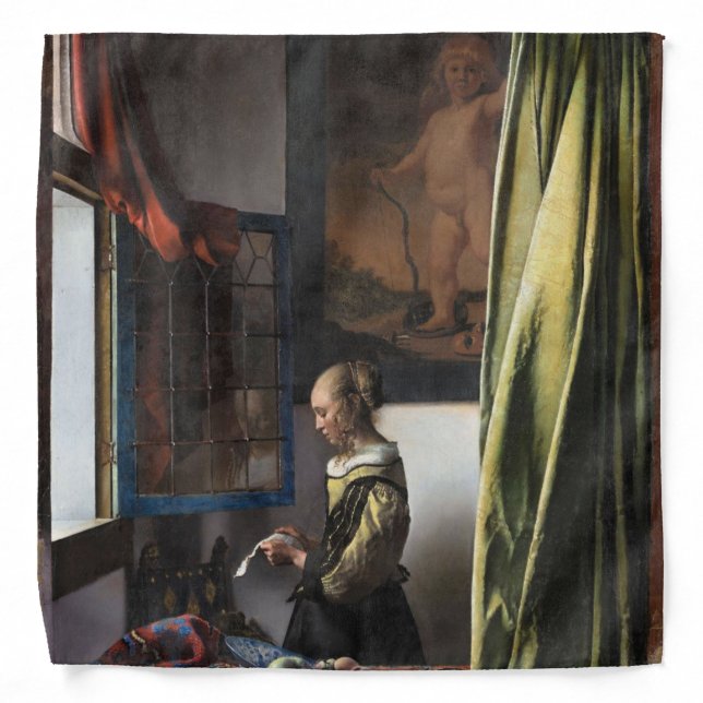 Girl Reading a Letter at an Open Window, Vermeer Bandana (Front)