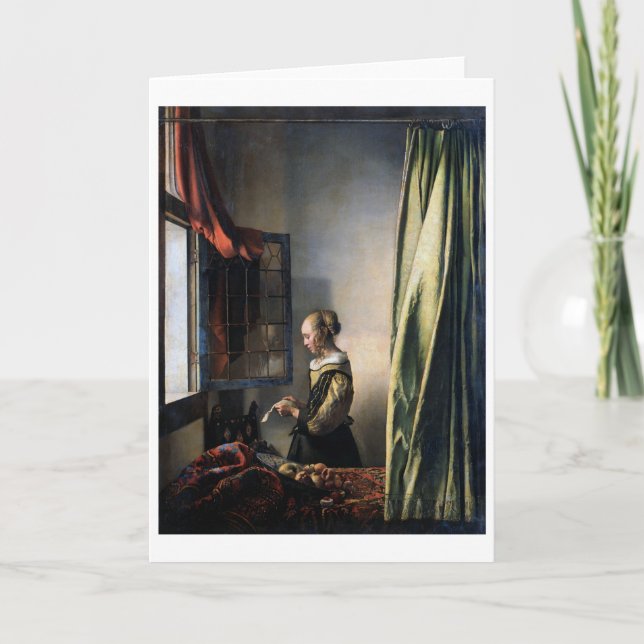 Girl Reading a Letter at an Open Window, Vermeer Card (Front)