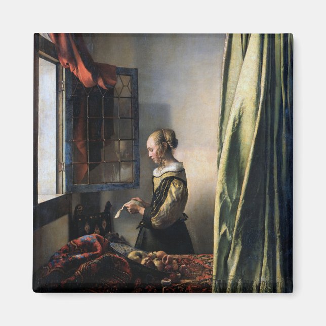 Girl Reading a Letter at an Open Window, Vermeer Magnet (Front)