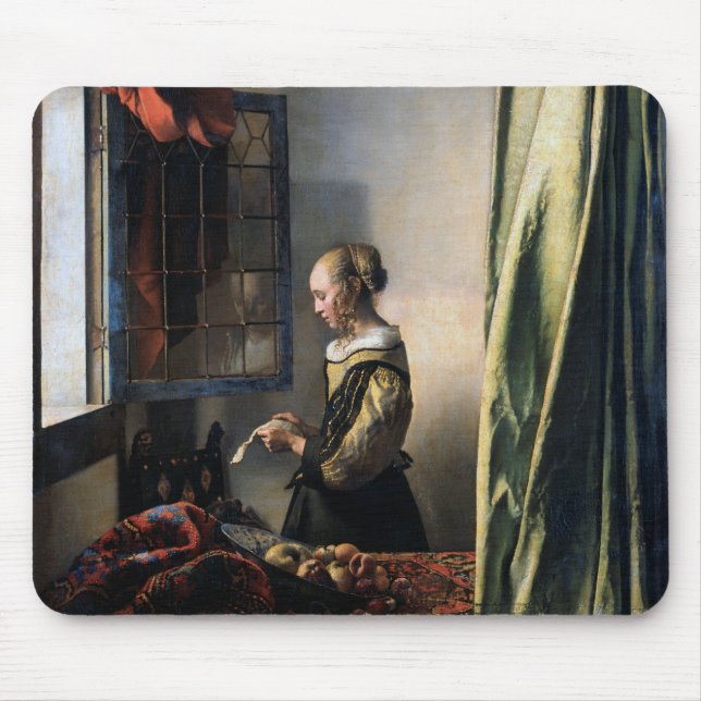 Girl Reading a Letter at an Open Window, Vermeer Mouse Pad (Front)