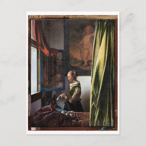 Girl Reading a Letter at an Open Window Vermeer Postcard