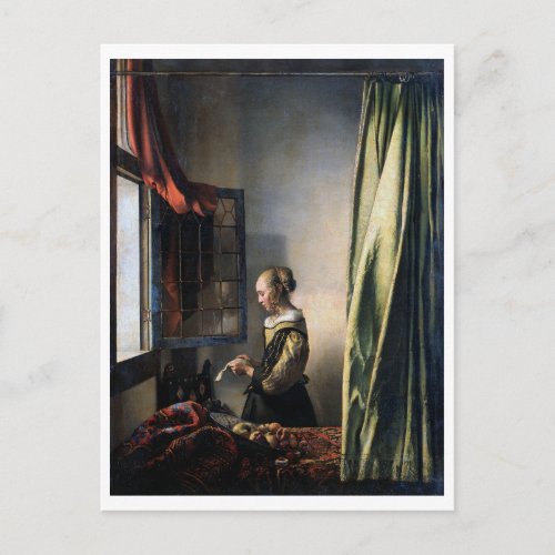 Girl Reading a Letter at an Open Window Vermeer Postcard