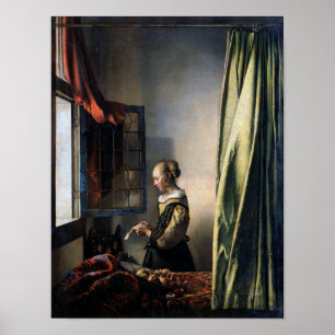 Girl Reading a Letter at an Open Window, Vermeer Poster