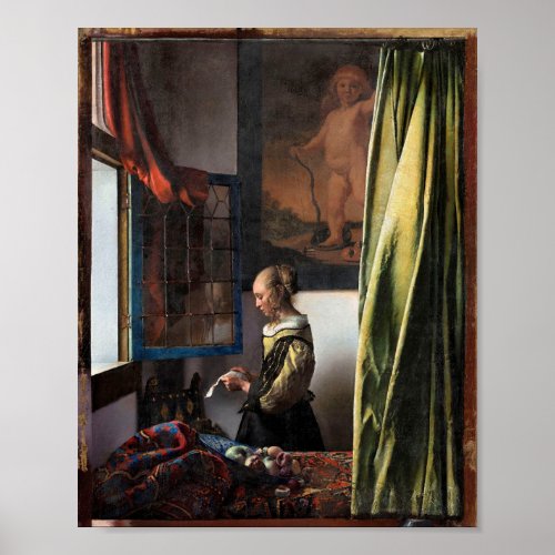 Girl Reading a Letter at an Open Window Vermeer Poster