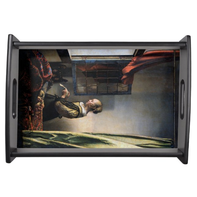 Girl Reading a Letter at an Open Window, Vermeer Serving Tray (Front)