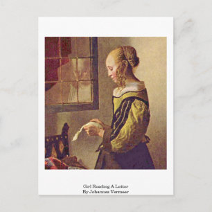 Girl Reading A Letter By Johannes Vermeer Postcard
