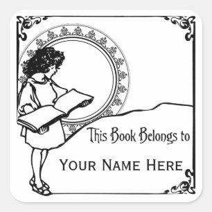 Girl Reading Art Nouveau Style Bookplate
