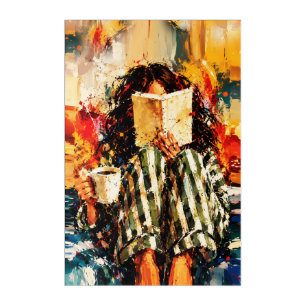 Girl Reading Book Cozy Painting Art