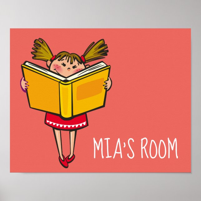 Girl reading book cute girls room poster (Front)