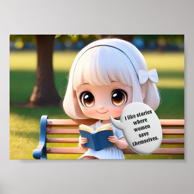 Girl Reading Book, feminist theme Poster (Front)