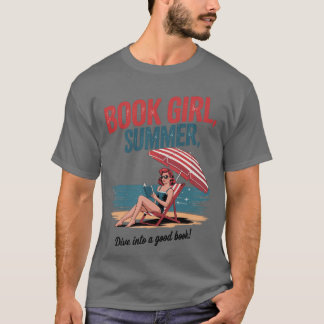Girl Reading Book Summer Funny Beach Vacation For T-Shirt
