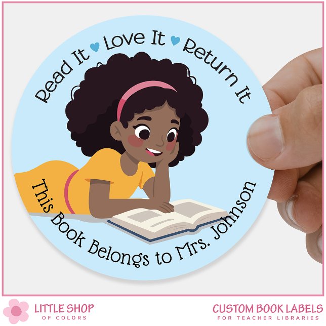 Girl Reading Book Teacher Classroom Library Labels (Creator Uploaded)