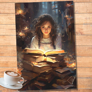 Girl Reading Books 1 Decoupage Paper