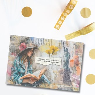 Girl Reading Customizable Quote Decoupage Paper