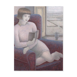 Girl Reading in Armchair 2009 Postcard