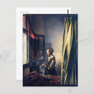 Girl Reading Letter by Open Window Vermeer Postcard