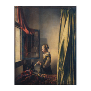 Girl Reading Letter by Open Window Vermeer Wood Wall Art