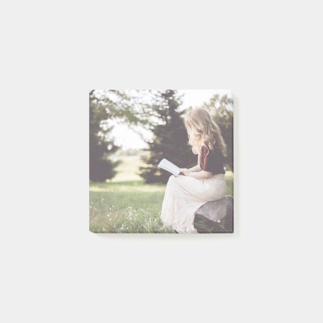 Girl Reading Post It Notes (Front)