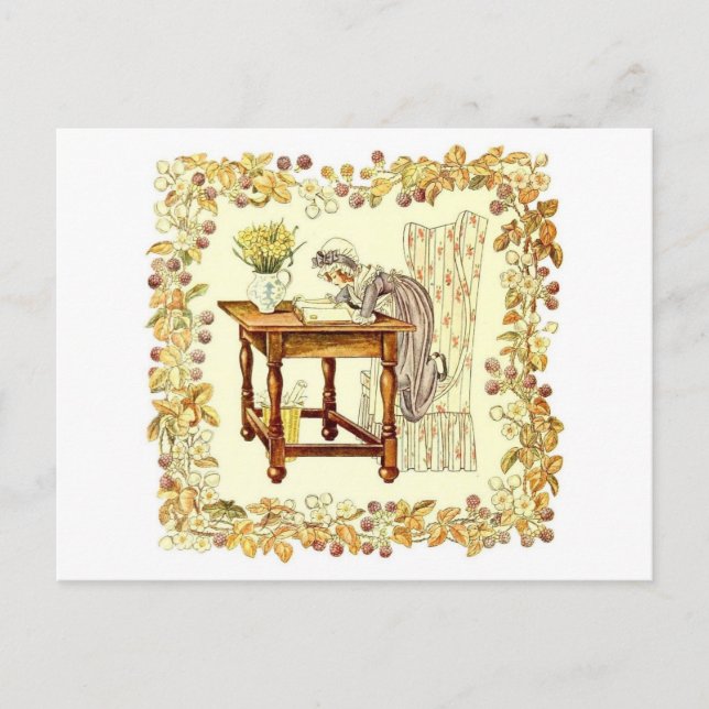 Girl Reading with Daffodils Postcard (Front)