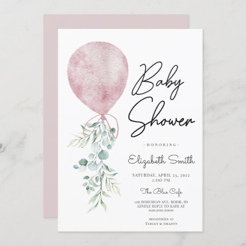 Girl Ready to Pop Pink Greenery Baby Shower Modern Invitation