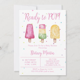 Girl Ready to Pop Summer Baby Shower Invitation